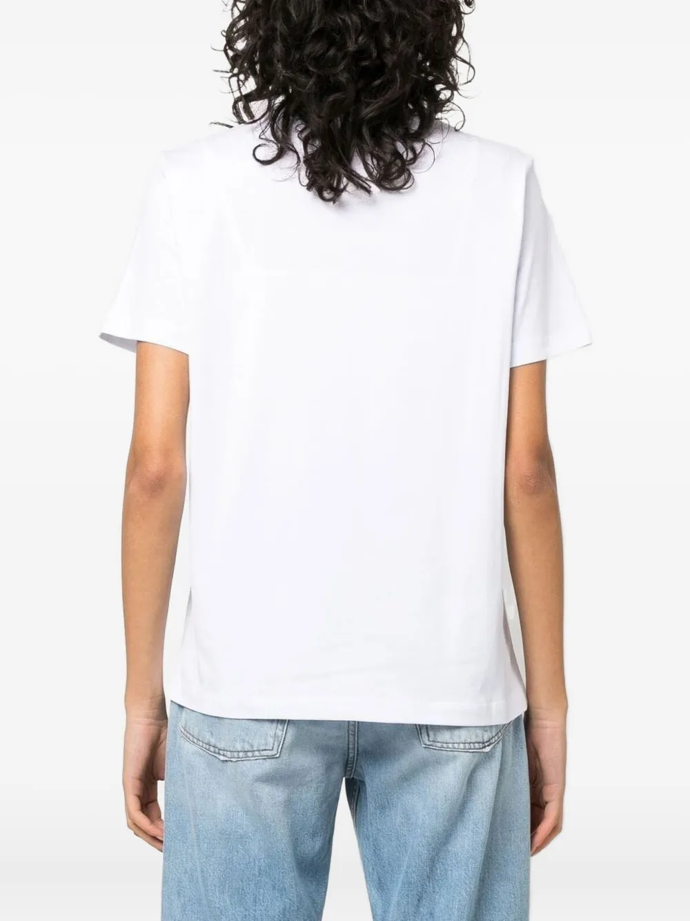 Msgm Glitter-logo Cotton T-shirt In White