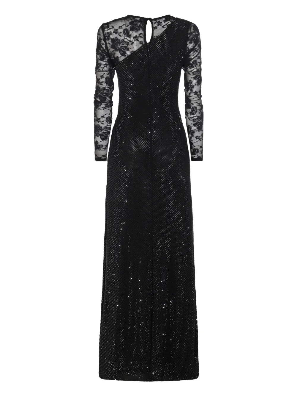 Self-Portrait rhinestone-embellished long-sleeve maxi dress - Zwart