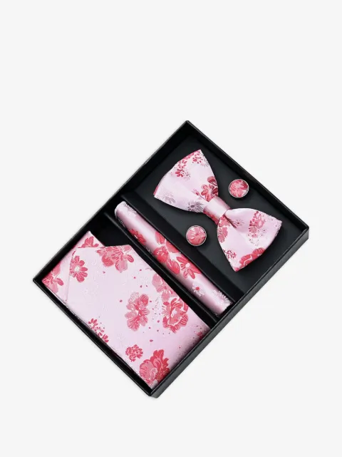 Moustache floral-jacquard accessory set
