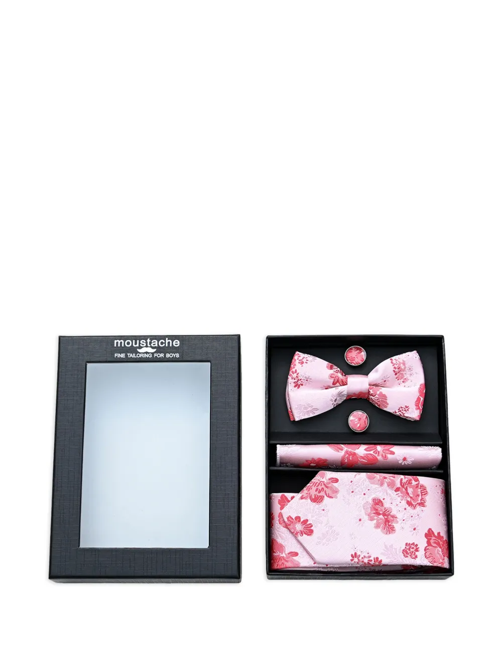  Moustache Floral-jacquard Accessory Set - Pink 