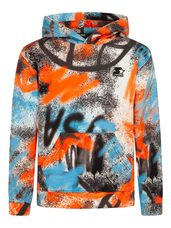 STARTER KIDS Felpa Con Stampa Graffiti e Cappuccio Blu FARFETCH IT