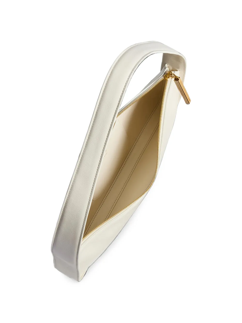 KHAITE Leren schoudertas Beige
