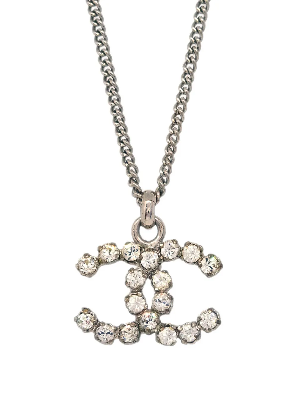 Pre-owned Chanel 2005 Crystal-embellished Cc-pendant Necklace