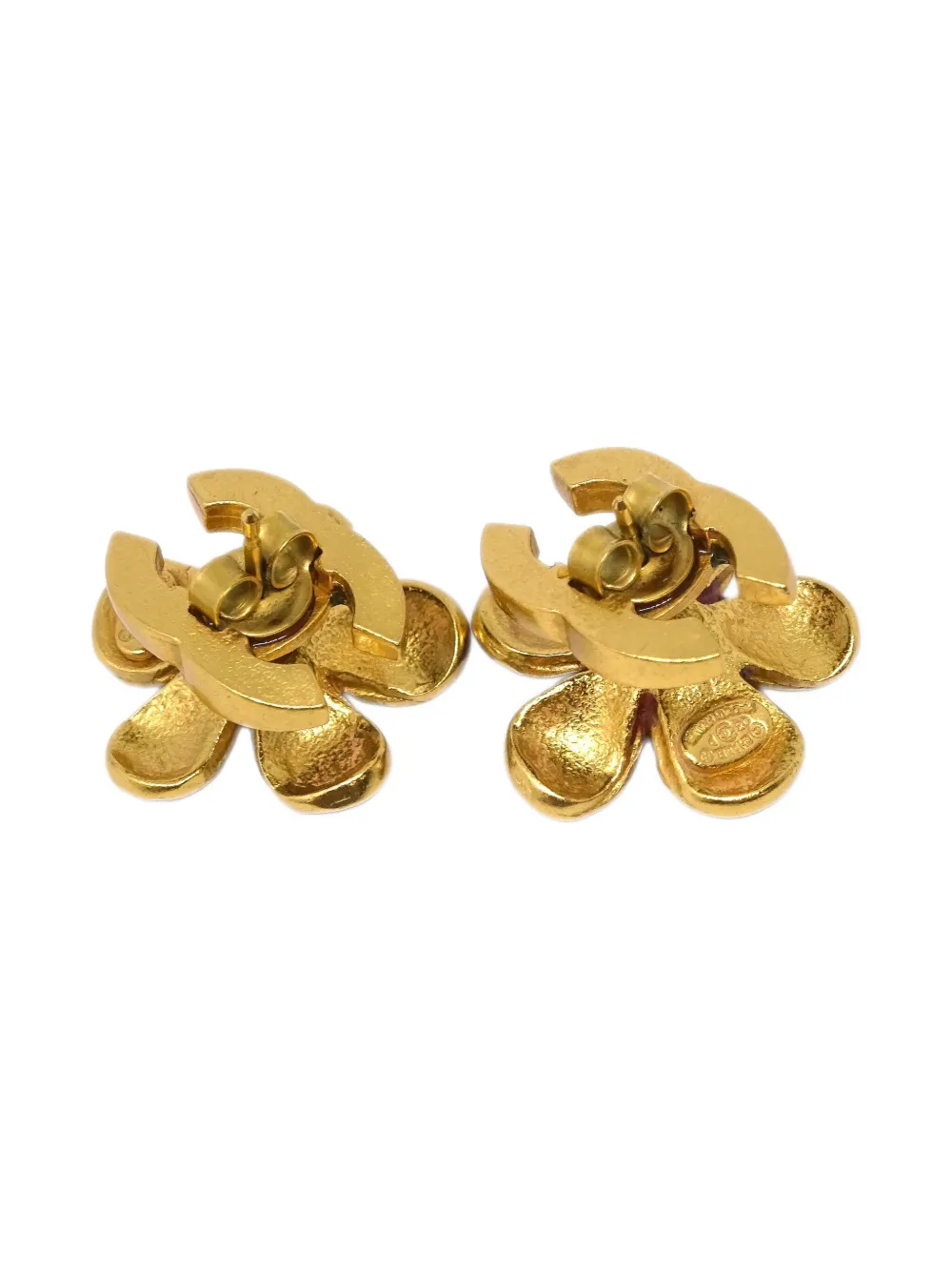 Pre-owned Chanel 2003 Cc Flower-motif Earrings