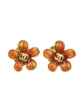 CHANEL Pre-Owned 2003 CC flower-motif earrings - Gold