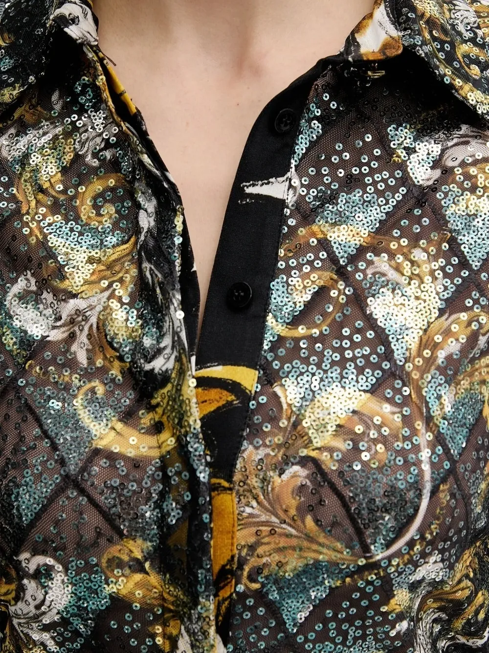 Versace Jeans Couture Shirt met pailletten Zwart