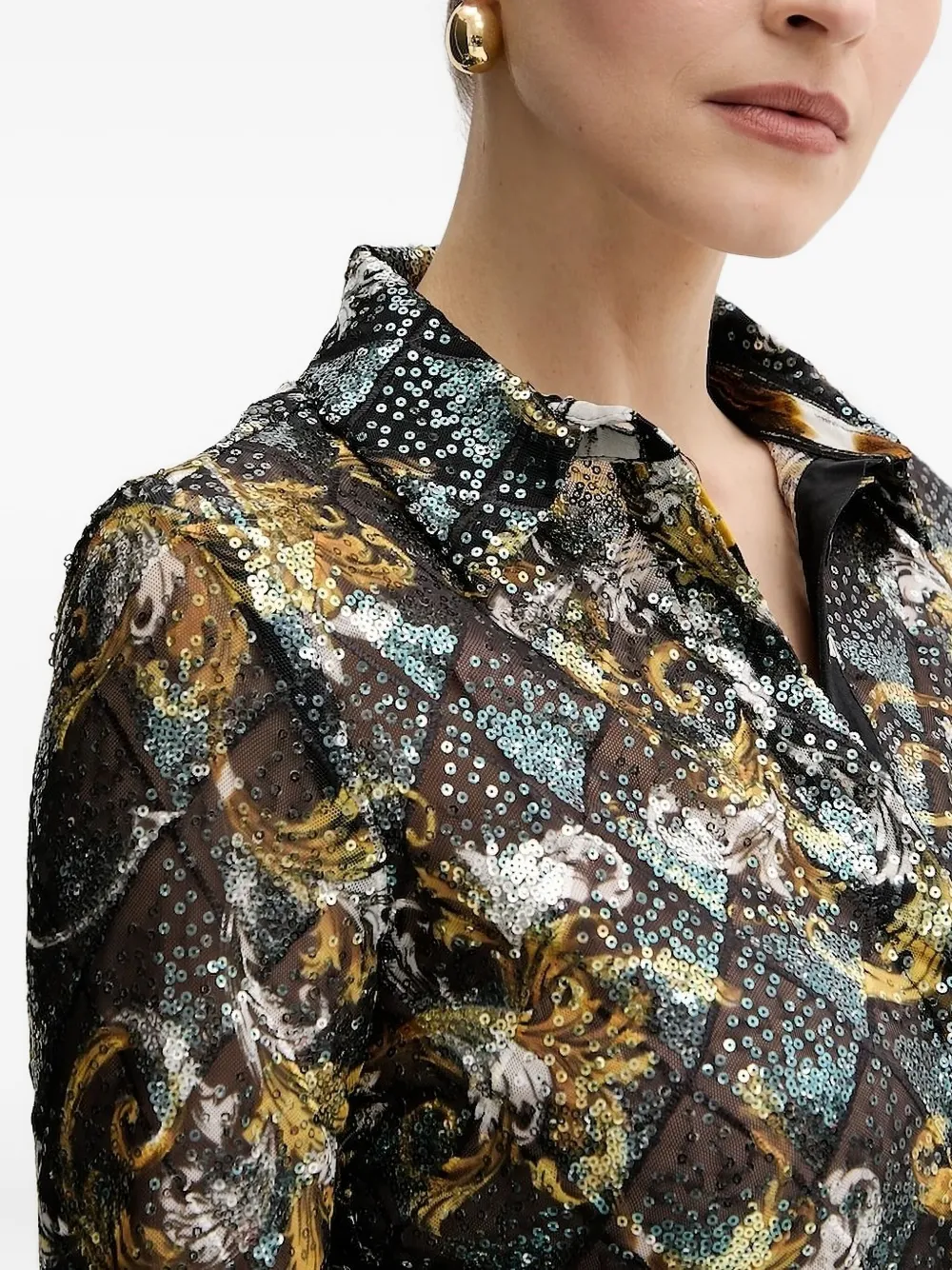 Versace Jeans Couture Shirt met pailletten Zwart