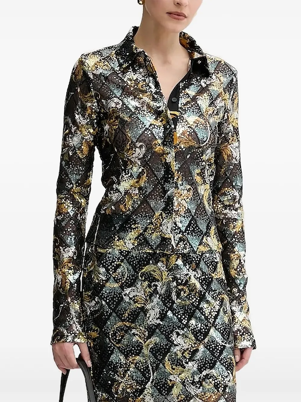 Versace Jeans Couture Shirt met pailletten Zwart