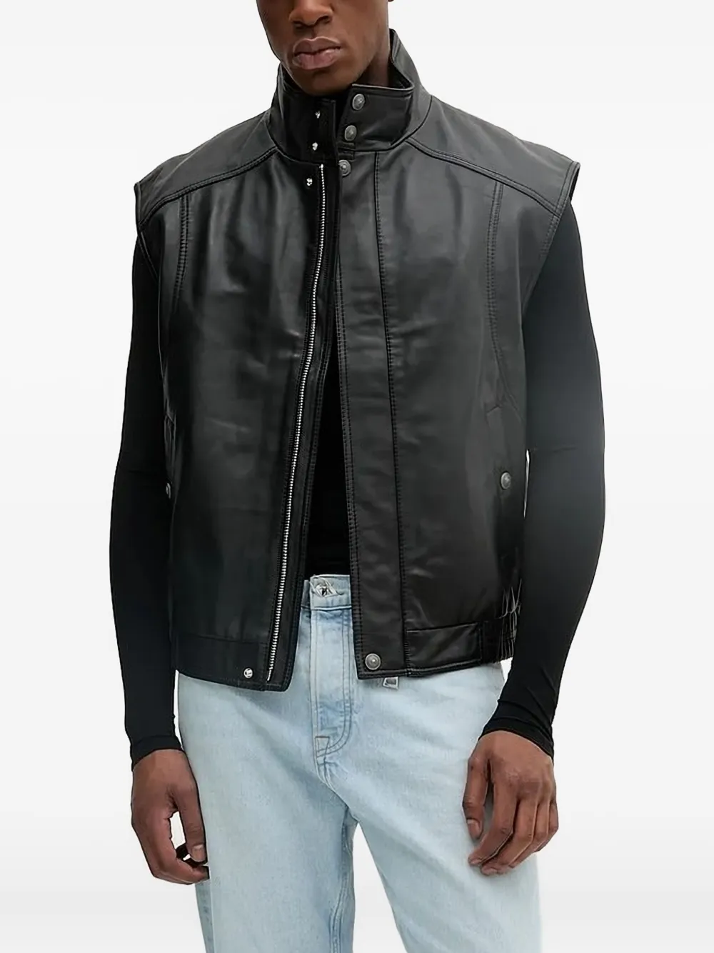 Versace Jeans Couture button-fastening leather vest Zwart