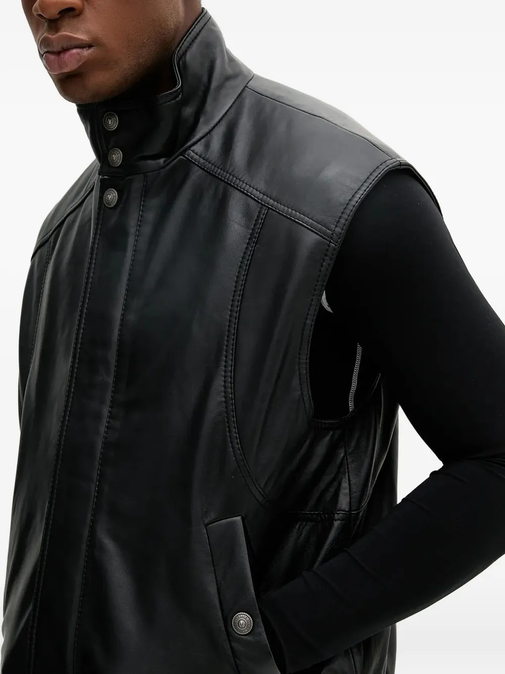 Versace Jeans Couture button-fastening leather vest Zwart