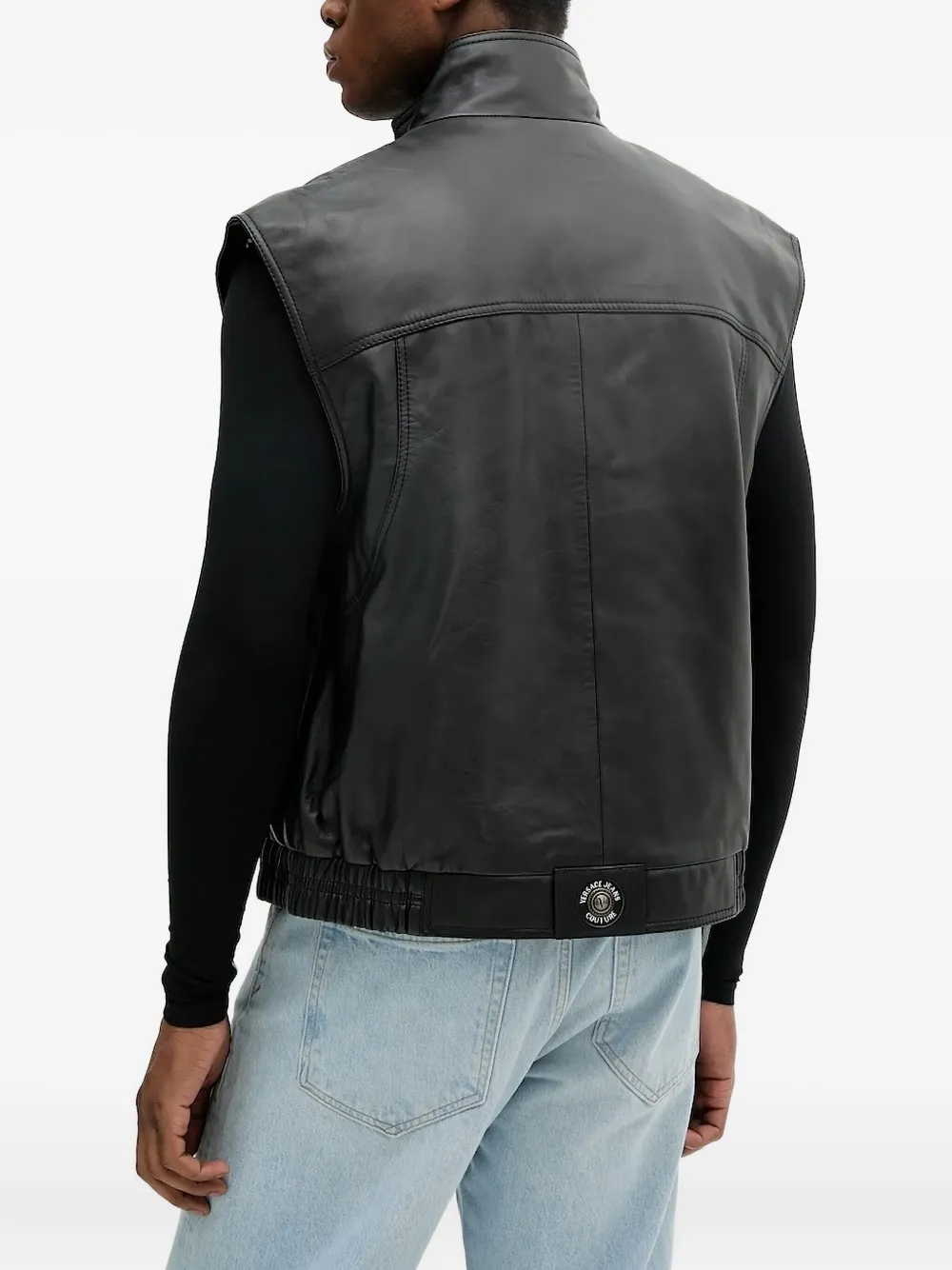 Versace Jeans Couture button-fastening leather vest Zwart