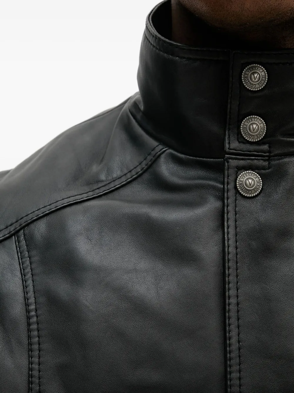 Versace Jeans Couture button-fastening leather vest Zwart
