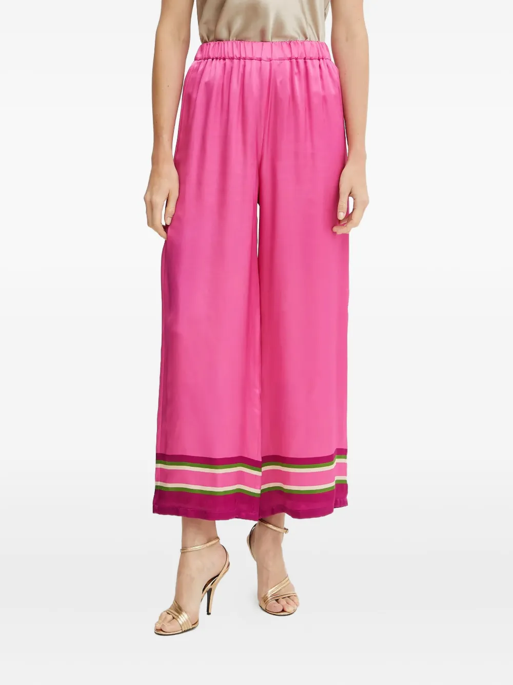 elasticated-waistband striped trousers