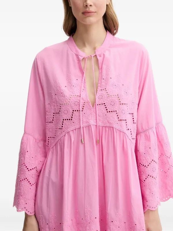 Melissa Odabash eyelet-embroidered bell-sleeve Dress | Pink | FARFETCH