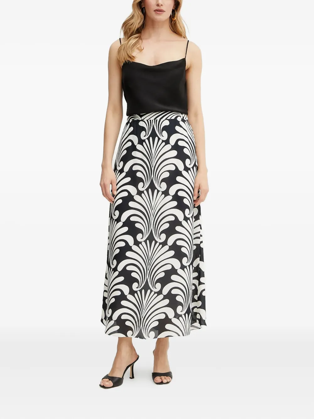 LUISA SPAGNOLI Midi-jurk met bloemenprint - Zwart