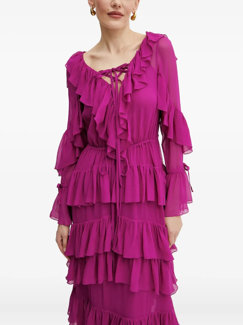 ruffled tiered maxi dress