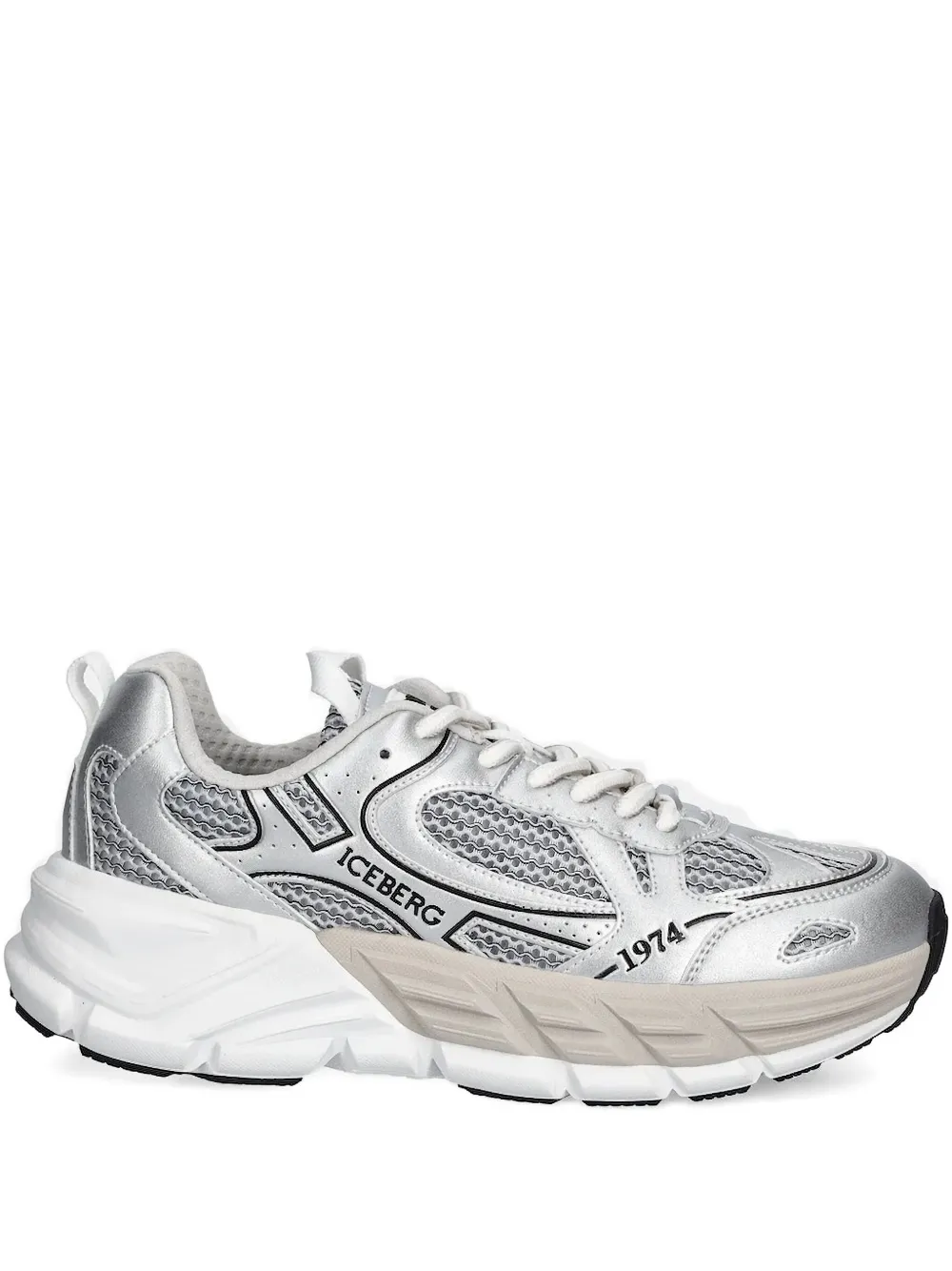 Iceberg Icb One Mesh-panelled Sneakers In Silver