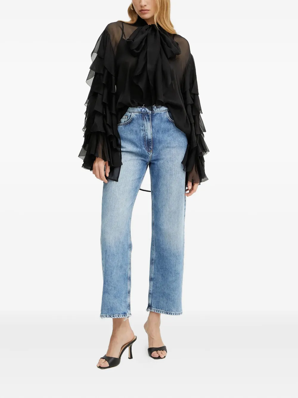 LUISA SPAGNOLI tiered-ruffle blouse Zwart