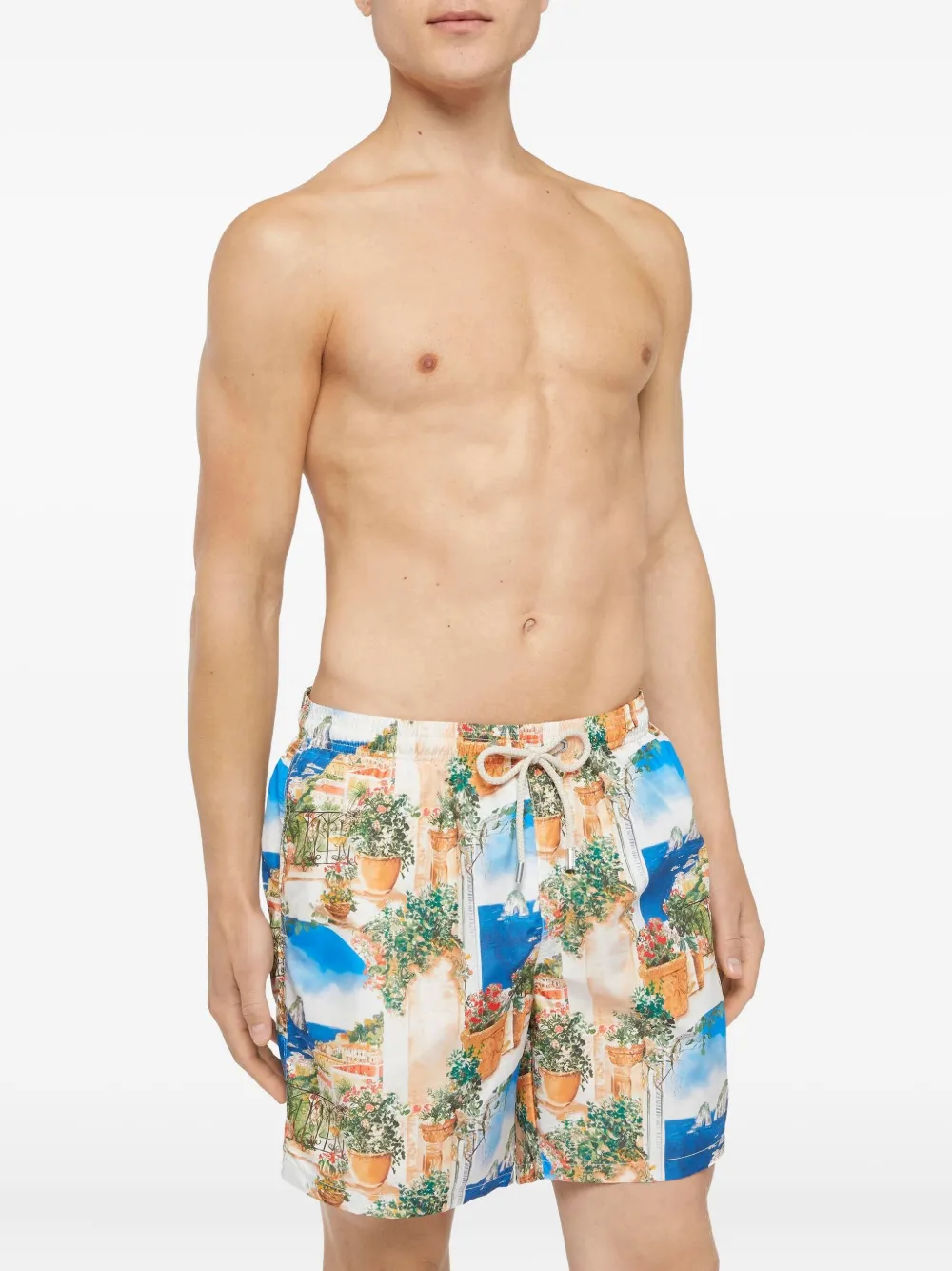 Mc2 Saint Barth Landscape-print Swim Shorts In Multi