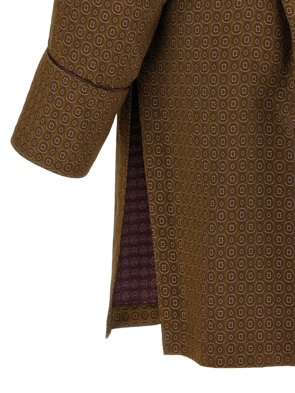 Saint Laurent Blousejurk met geometrische print en ceintuur Bruin