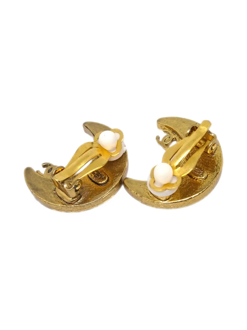 Pre-owned Chanel 2001 Crescent-moon Clip-on Earrings