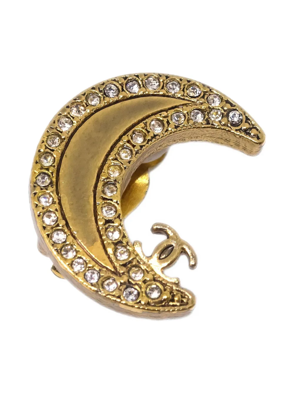 Pre-owned Chanel 2001 Crescent-moon Clip-on Earrings