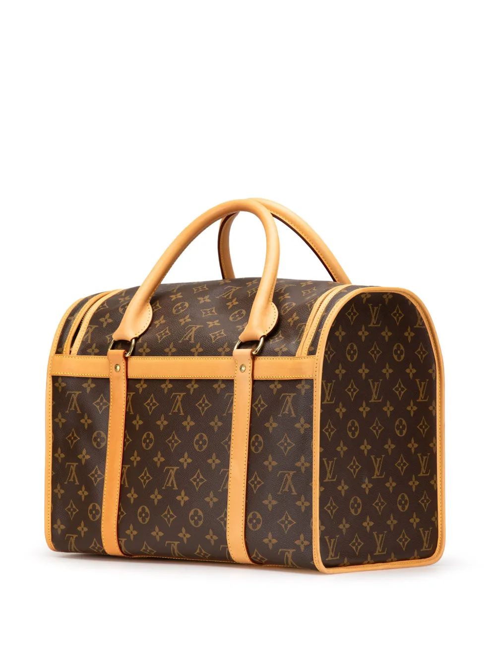 Pre-owned Louis Vuitton 2003 Monogram Sac Chien Pet Carrier 40 Travel Bag In Brown