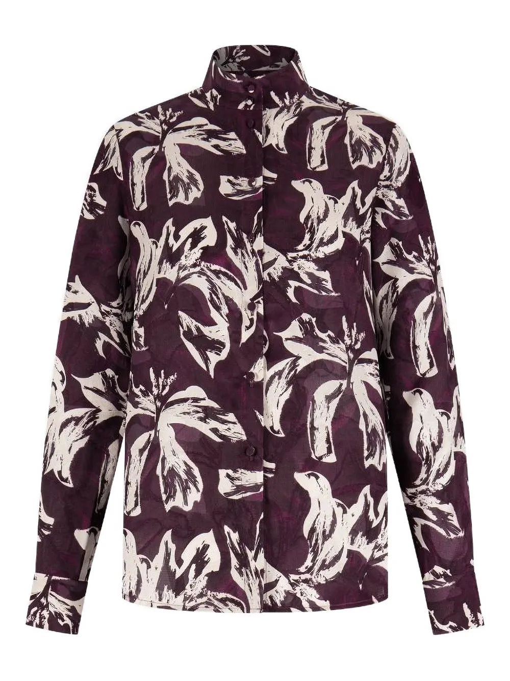 Shanghai Tang floral-print button-up shirt | Brown | Image 1