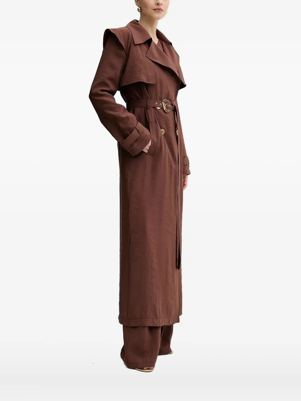 Versace Jeans Couture buckle-detailed belted coat Bruin