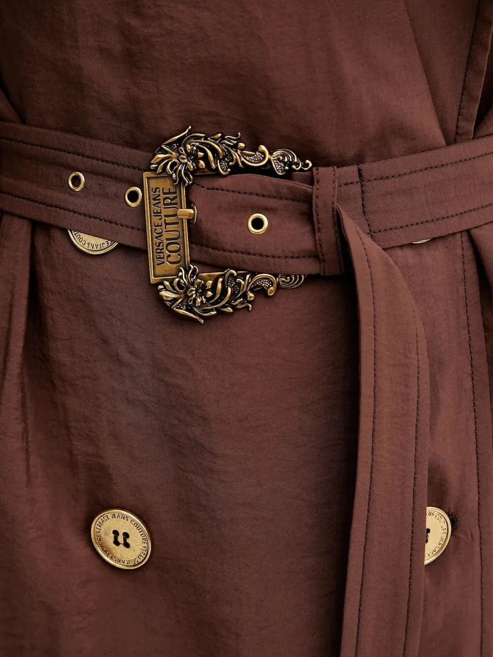 Versace Jeans Couture buckle-detailed belted coat Bruin