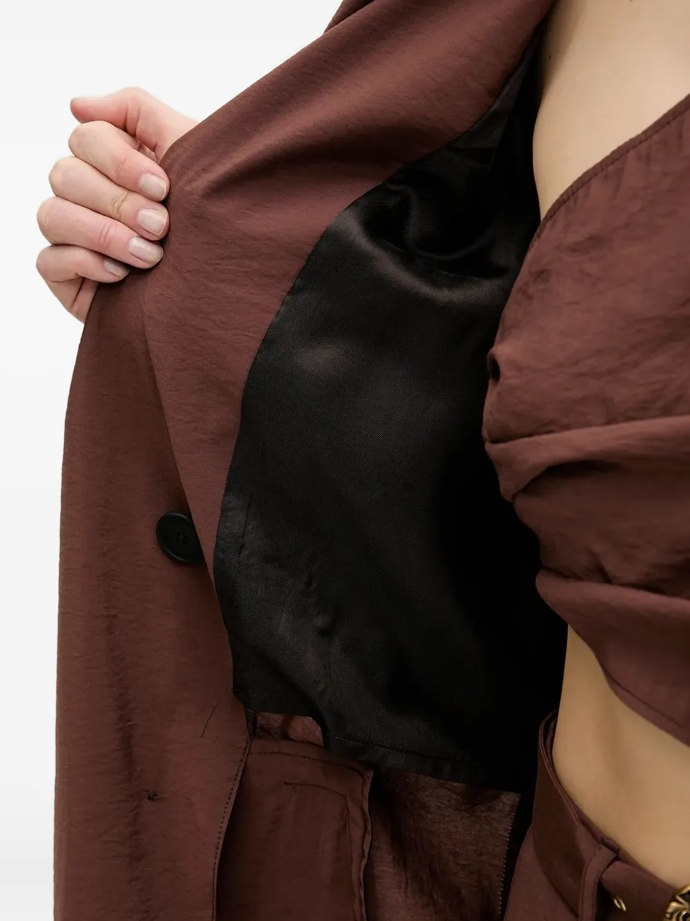 Versace Jeans Couture buckle-detailed belted coat Bruin
