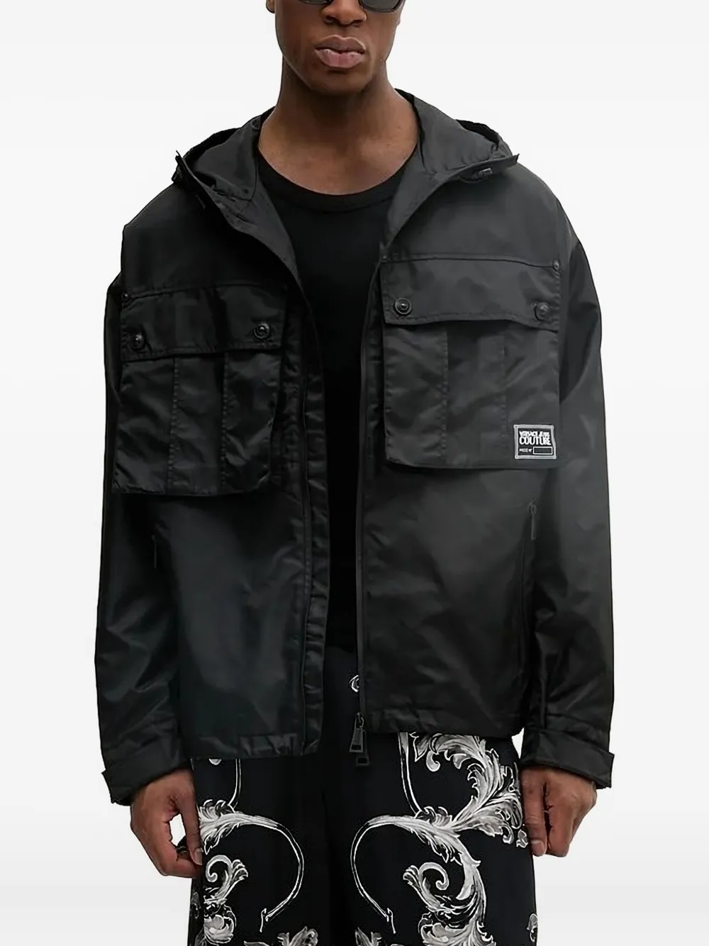 Versace Jeans Couture hooded pocket jacket Zwart