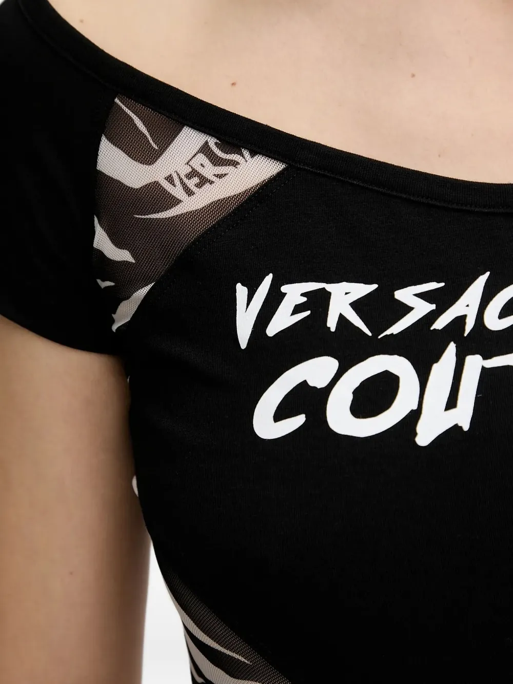 Versace Jeans Couture Zebra-print Mini Dress In Black