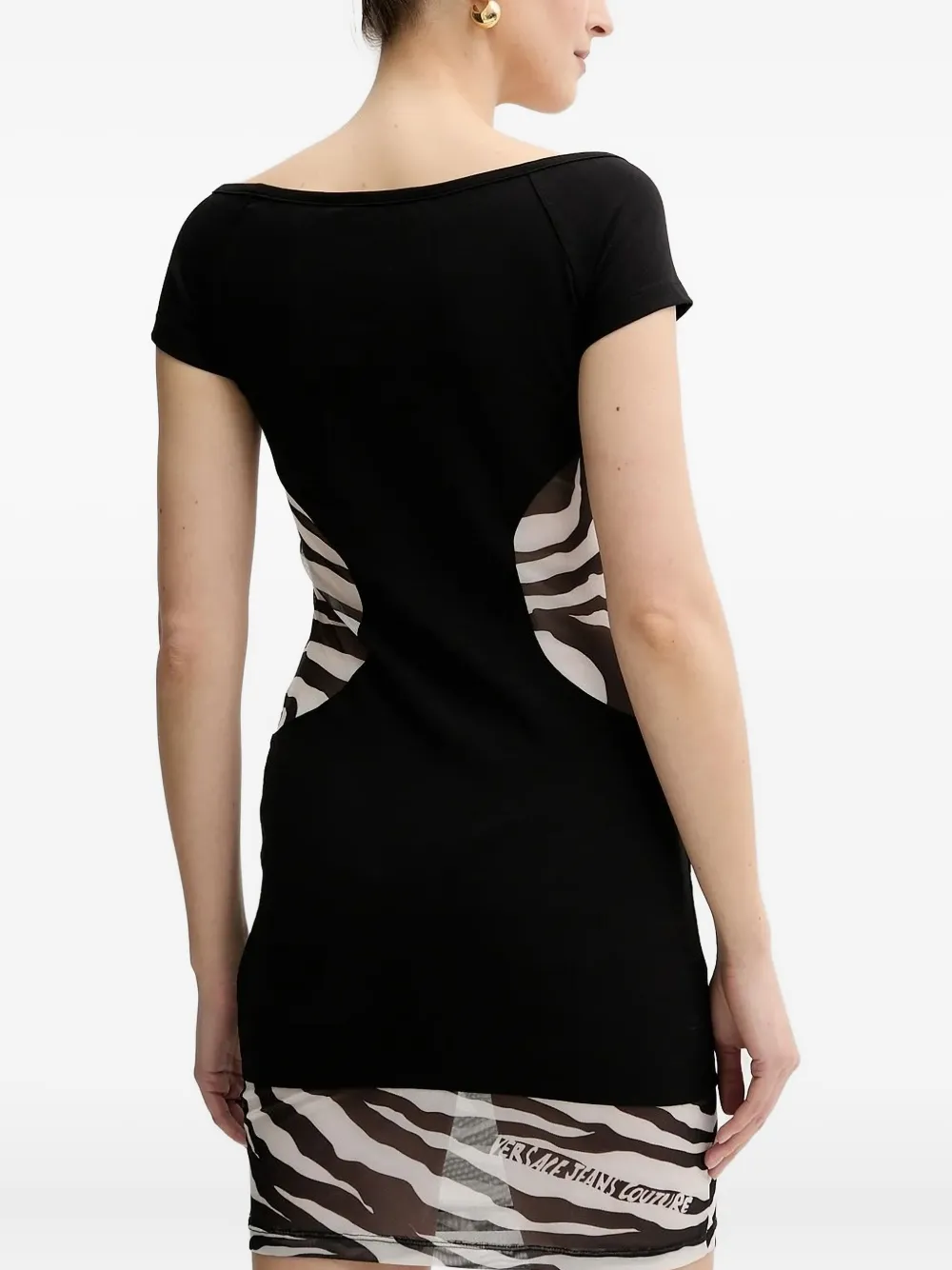 Versace Jeans Couture Zebra-print Mini Dress In Black