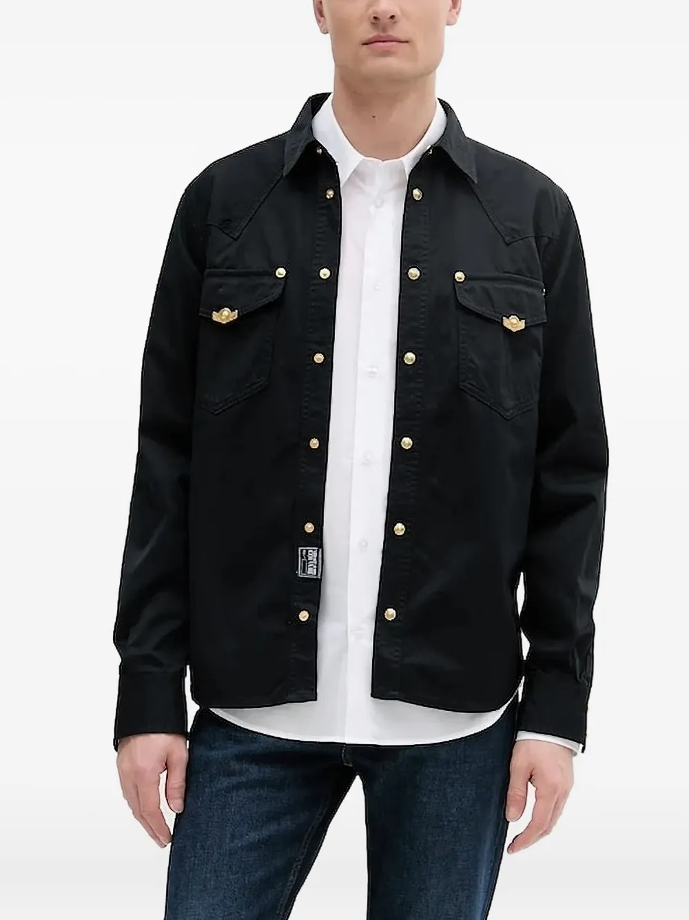 Versace Jeans Couture button-up pocket shirt jacket Zwart