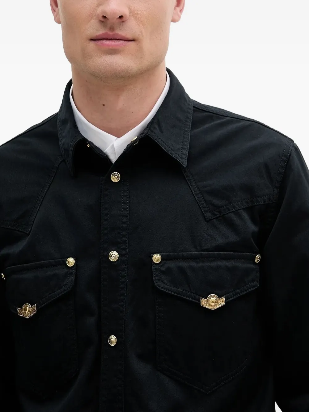 Versace Jeans Couture Button-up shirtjack met zak Zwart