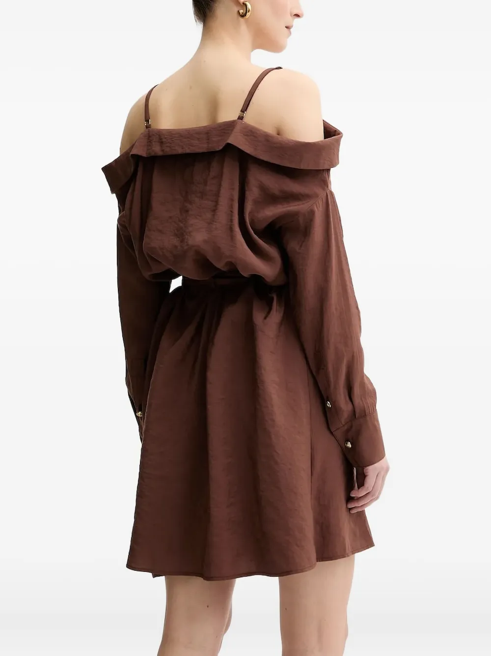 Versace Jeans Couture off-shoulder belted shirt dress Bruin