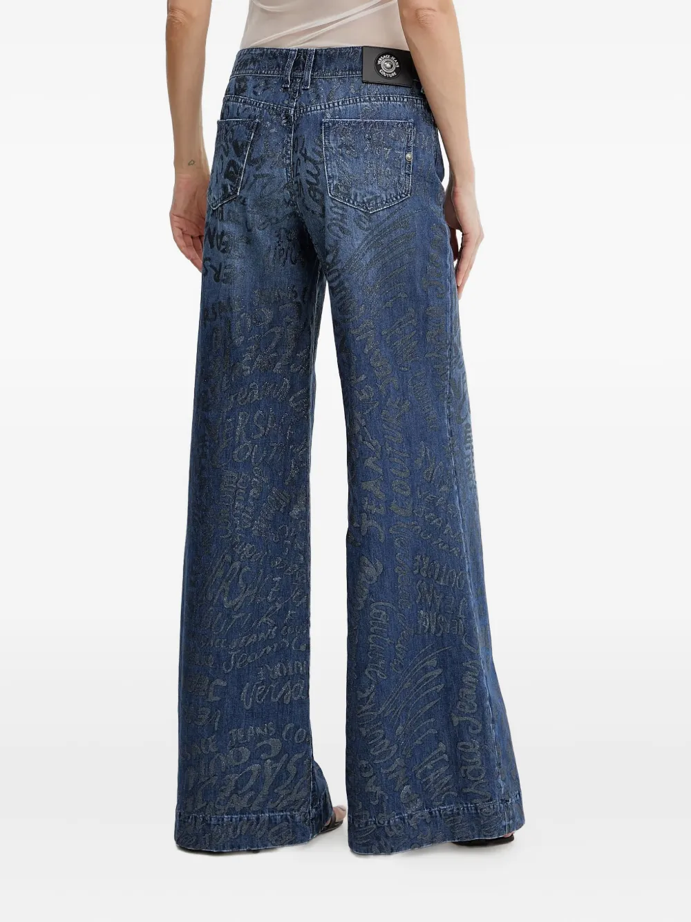 Versace Jeans Couture graffiti-print wide-leg jeans - Blauw