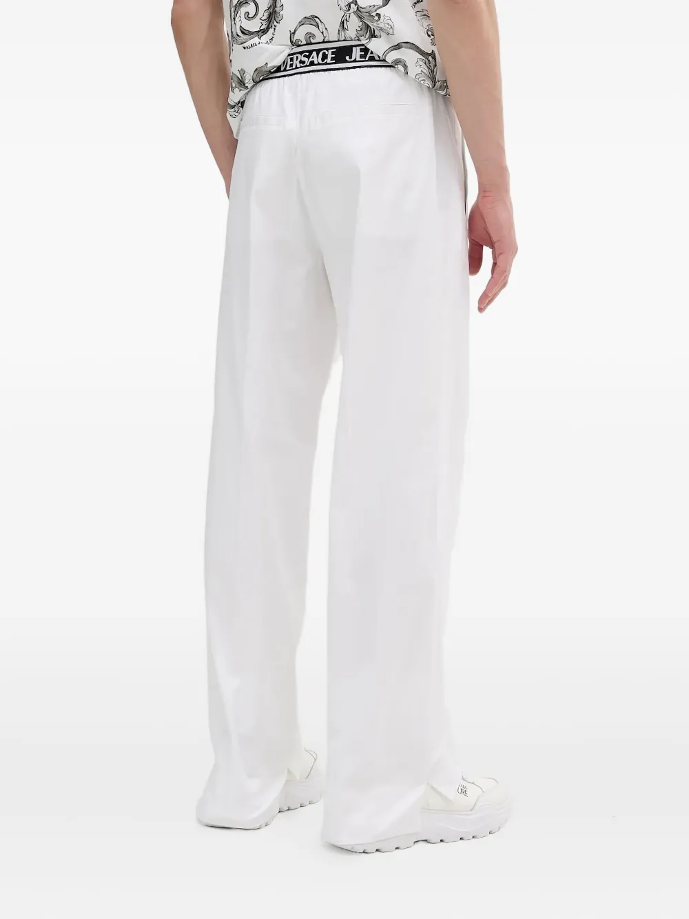 Versace Jeans Couture Pantalon met logo tailleband - Wit