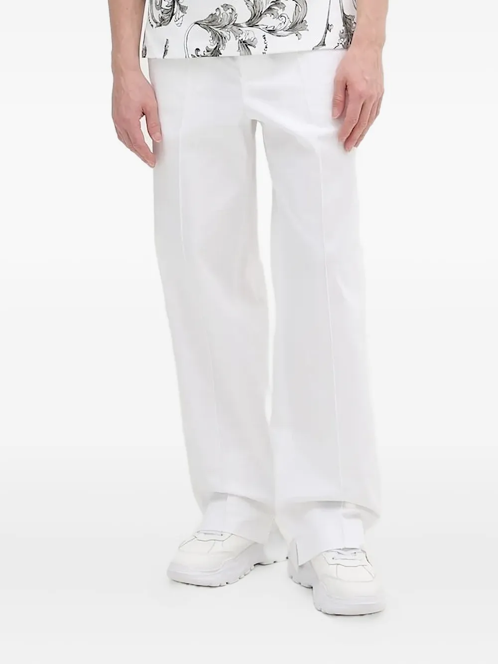 Versace Jeans Couture Pantalon met logo tailleband Wit