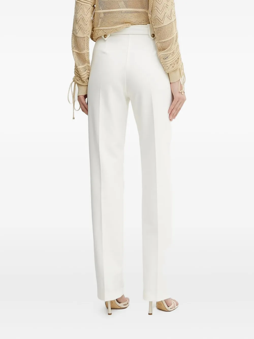 Versace Jeans Couture Plooibroek met ceintuur - Wit