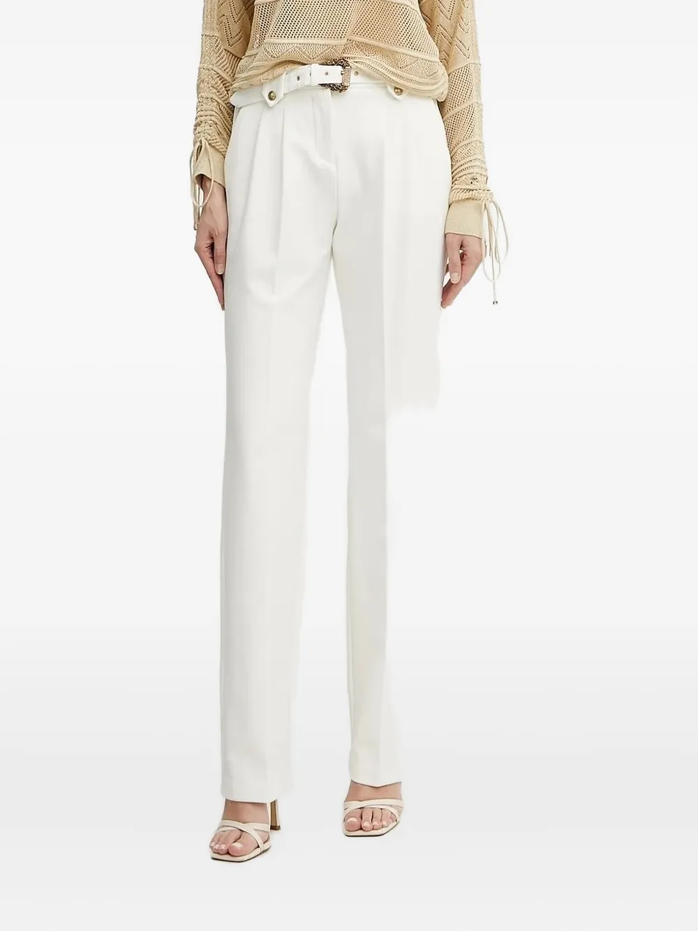 Versace Jeans Couture Plooibroek met ceintuur Wit