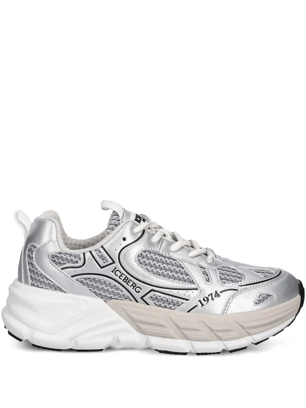 Iceberg ICB One metallic mesh sneakers Grijs