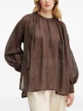 LUISA SPAGNOLI pleated balloon-sleeve blouse - 0914 CHESTNUT