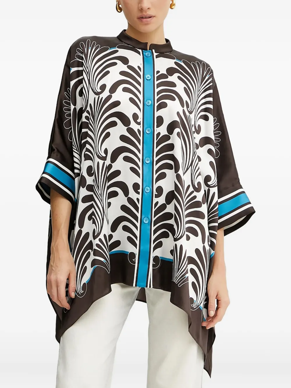 leaf-print button top