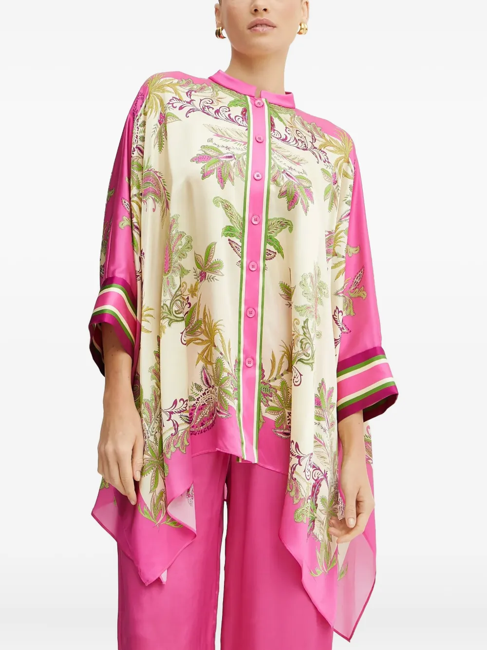 paisley-print button-front tunic