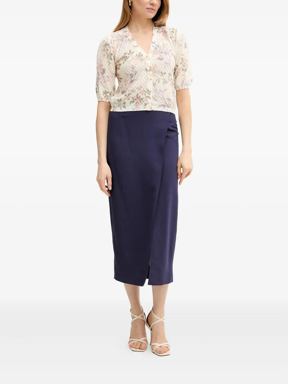 LUISA SPAGNOLI Triangolo wrap-front midi skirt Blauw