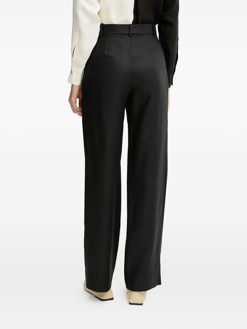 Luisa Spagnoli Pleated Linen Trousers In Black