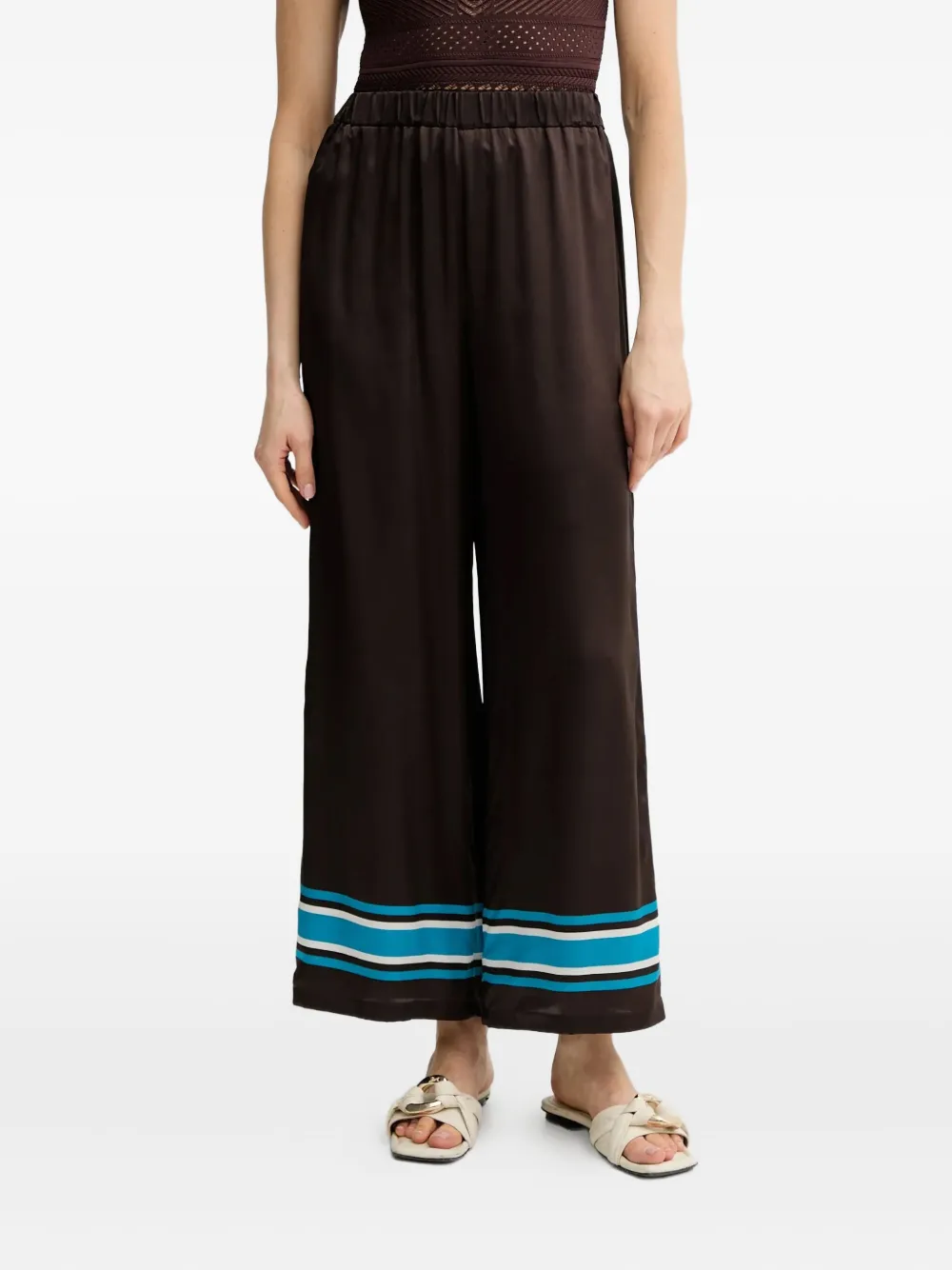 satin stripe-detail trousers