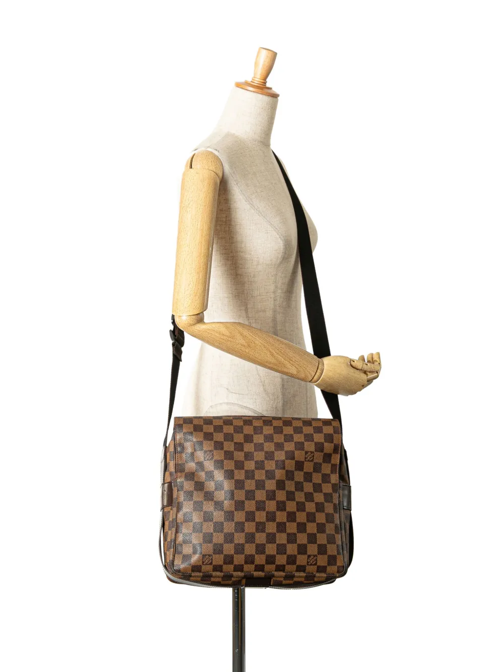 Pre-owned Louis Vuitton 2002 Damier Ebene Naviglio Crossbody Bag In Brown